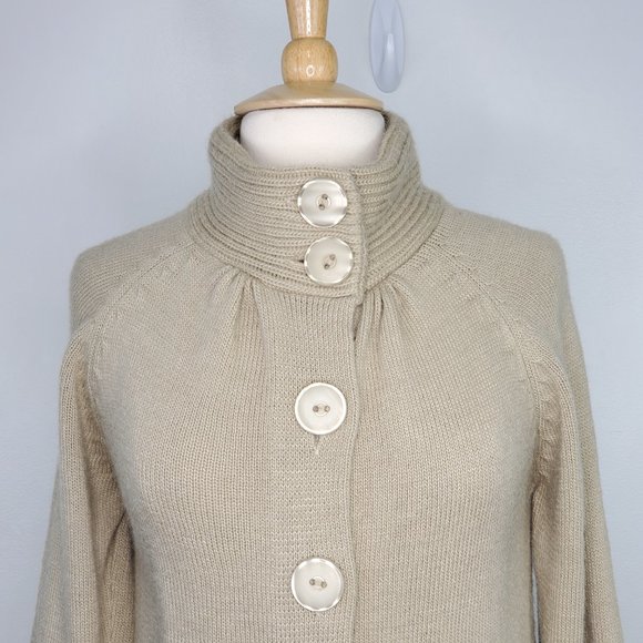 Designer Threads Tan Oatmeal 100% Alpaca Hand Made In Peru Button Up Cardigan, M - Picture 2 of 11
